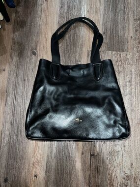 Coach Black Pebbled Leather Tote - Gold Logo